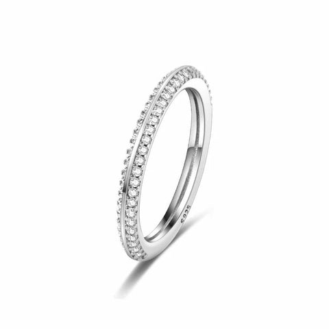 Sterling Silver Pave Set Band with diamond