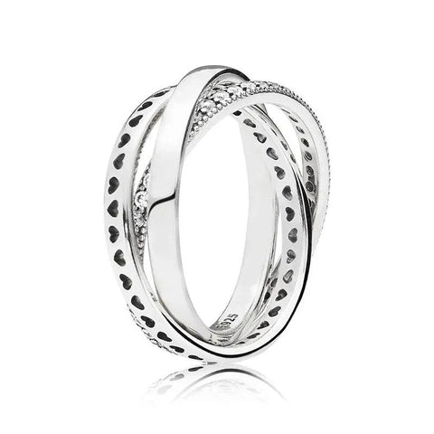 Twisted Sterling Silver Ring Heart Cutouts - Twisted Sterling Silver Ring with Heart Cutouts