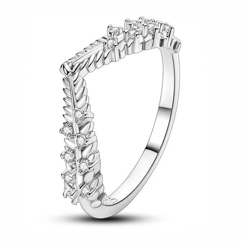 Sterling Silver Chevron CZ Ring Leaf - Sterling Silver Chevron CZ Ring Leaf