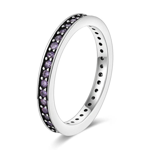 light Purple Zirconia Band -Sterling Silver Ring - light Purple Zirconia Band -Sterling Silver Ring