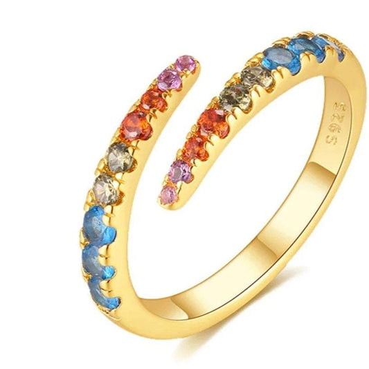 Gold Plated Open Ring Rainbow Zircom