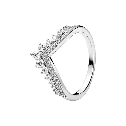 Silver V-Crown Princess Wishbone Ring - Silver V-Crown Princess Wishbone Ring