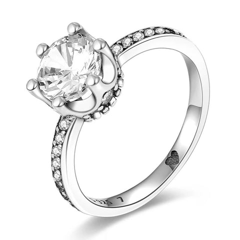 Sterling Silver Solitaire Ring - Classic Wedding Ring - Sterling Silver Solitaire Ring - Classic Wedding Ring