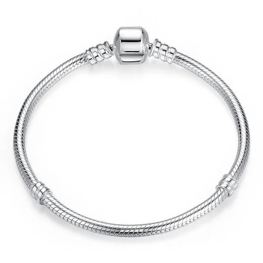 Geometric Hexagon Sterling Silver Charm Bracelet with hexagon charm.