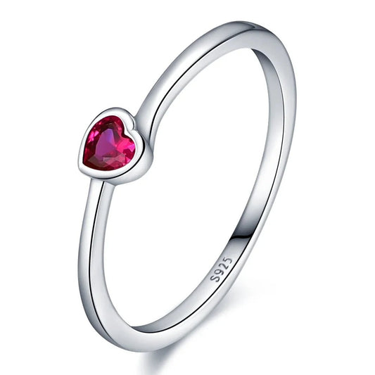 Sterling Silver Ruby Heart Ring