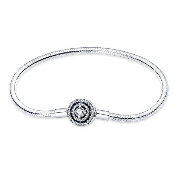 Sparkling Halo Sterling Silver Charm Bracelet - Sparkling Halo Sterling Silver Charm Bracelet with cubic zirconia halo charm.