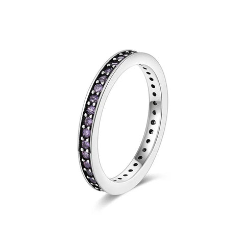 Silver Eternity Ring with Purple Zircom