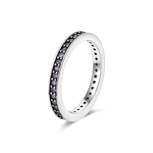 Silver Eternity Ring with Purple Zircom