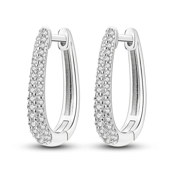 Sophisticated Sterling Silver PavÃƒÂ© Huggie Hoop Earrings - Sterling silver huggie hoop earrings with pavÃ© stones.