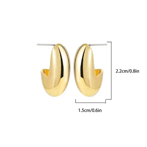 Classic Gold Oval Hoop Earrings - Elegant Everyday Jewelry - Classic gold oval hoop earbands measuband .cm in height and .cm in width.