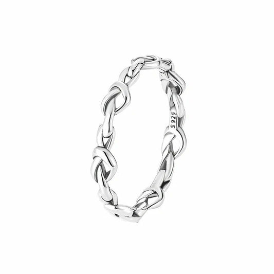 Sterling Silver knot Link Chain Ring