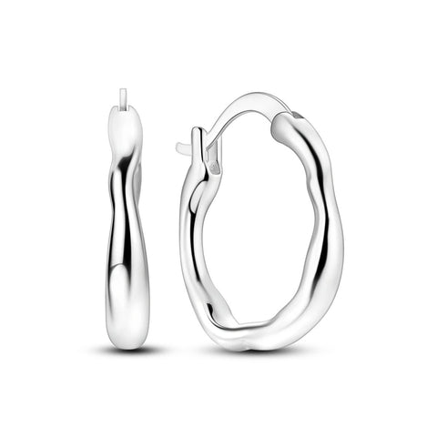 Modern Wavy Silver Hoop Earrings - Pair of modern wavy hoop earbands made from sterling silver.