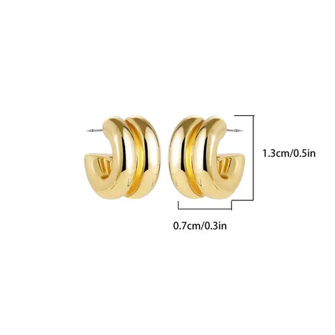 Triple Layer Gold Hoop Earrings - Bold Statement Jewelry - Triple layer gold hoop earbands measuband .cm in height and .cm in width.