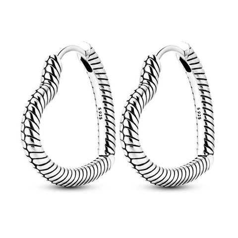 Modern Sterling Silver Geometric Spiral Hoop Earrings - Sterling silver hoop earrings with geometric spiral design.