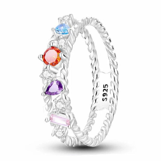Sterling Silver Multi-Gem Eternity Ring Multicolor