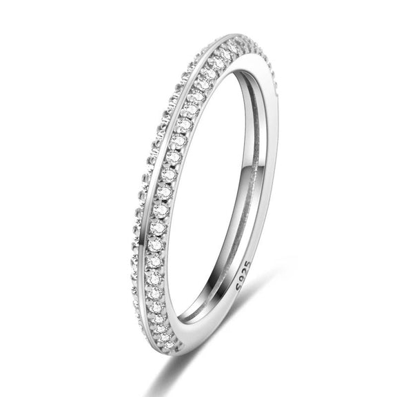 Delicate Sterling Silver ME Pave Eternity Band - Promise Ring - Delicate Sterling Silver ME Pave Eternity Band - Promise Ring