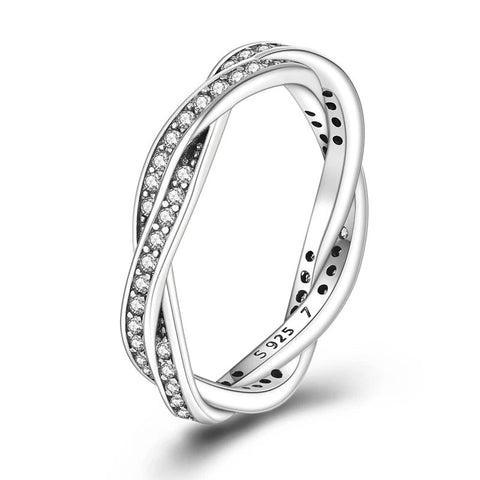 Braided pave silver ring cubic zirconia - Braided pave silver ring with cubic zirconia