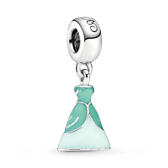 Princess Tiana Dress Charm for Pandora Bracelets - Sterling silver charm of Princess Tianaâ€™s dress with green enamel, fitting Pandora bracelets