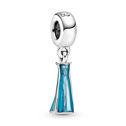 Elsa Dress Charm - Sterling silver charm featuring Elsa's ice-blue gown with shimmering enamel details.