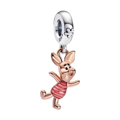 Piglet Charm - Sterling silver charm featuband Piglet from Winnie the Pooh, with rose gold plating.