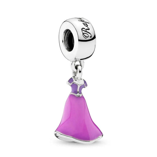 Sterling silver charm of Rapunzelâ€™s dress with purple enamel, fitting Pandora bracelets