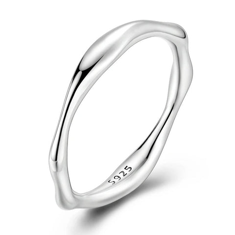 Sterling Silver Wavy Simple Band Ring - Sterling Silver Wavy Simple Band Ring