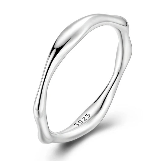 Sterling Silver Wavy Simple Band Ring
