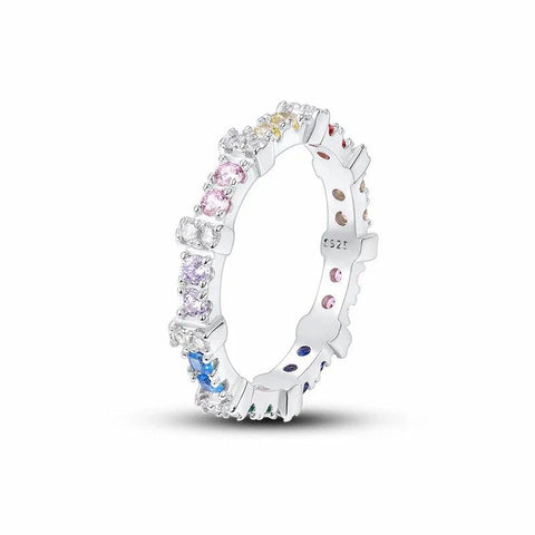 Sterling Silver Psatel Infinity Ring Colored Zircon - Sterling Silver Psatel Infinity Ring With Colored Zircon