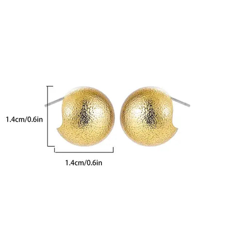 Textured Gold Stud Earrings - Elegant Minimalist Jewelry - Textured gold stud earrings measuring .cm in height and width, displayed with dimensions.