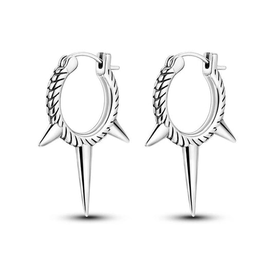 Pair of edgy spike hoop earbands made from durable sterling silver.