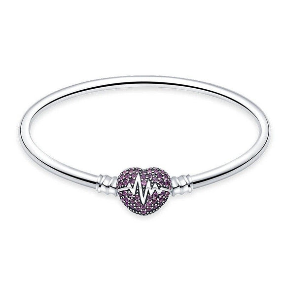 Heartbeat Pulse Sterling Silver Charm Bracelet - Heartbeat Pulse Sterling Silver Charm Bracelet with heartbeat pulse heart charm.