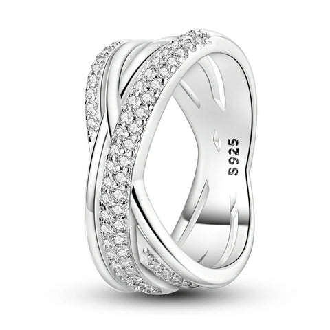 Multi Silver Band CZ- Silver Ring - Multi Silver Band with CZ- Silver Ring