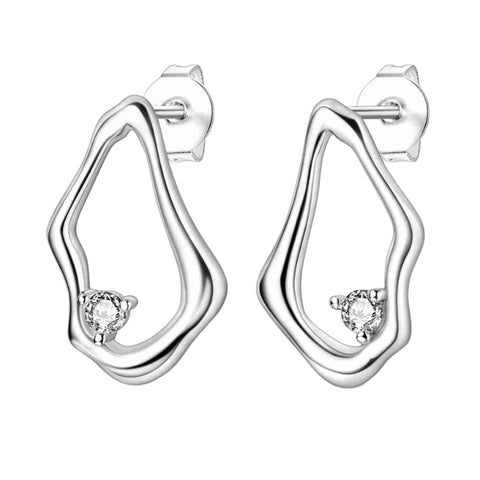 Unique Sterling Silver Abstract Wave Stud Earrings - Sterling silver abstract wave stud earrings with a modern design.