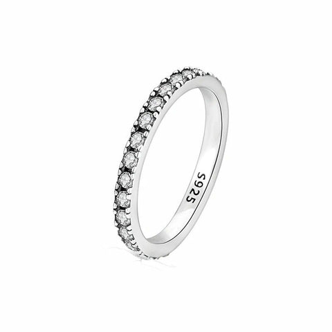 Silver Pave Single Band Clear CZ Stones - Promise Ring - Silver Pave Single Band with Clear CZ Stones - Promise Ring