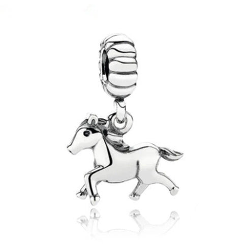 Galloping Horse Charm for Pandora Bracelets - Sterling silver charm of a galloping horse, fitting Pandora bracelets