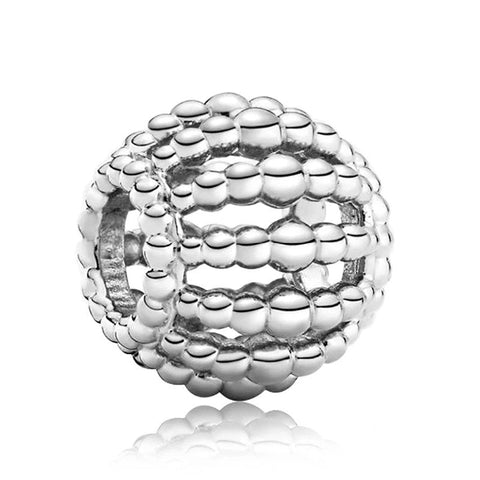Beaded Silver Sphere Charm for Pandora Bracelets - Sterling silver beaded sphere charm, fits Pandora bracelets