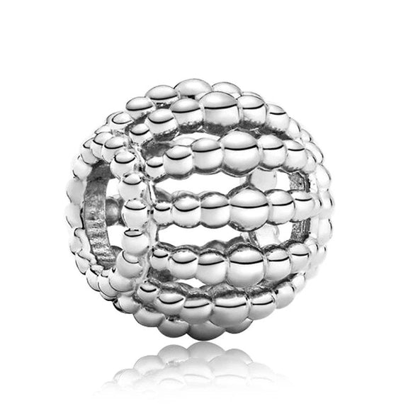 Beaded Silver Sphere Charm for Pandora Bracelets - Sterling silver beaded sphere charm, fits Pandora bracelets