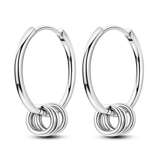 Pair of classic hoop earbands made from sterling silver.