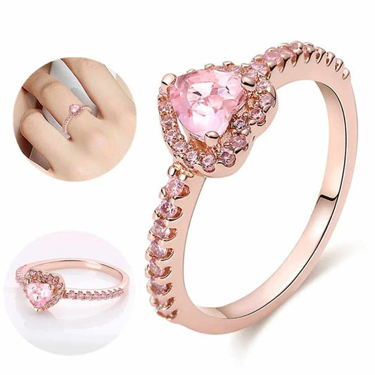 Rose Gold Sparkling Elevated Heart Ring
