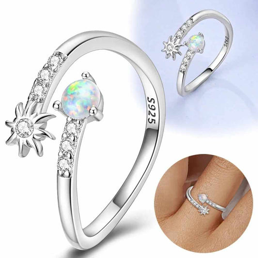 Sterling Silver flower with zircom Open Ring